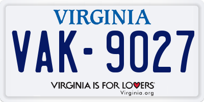 VA license plate VAK9027