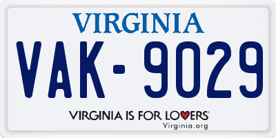 VA license plate VAK9029