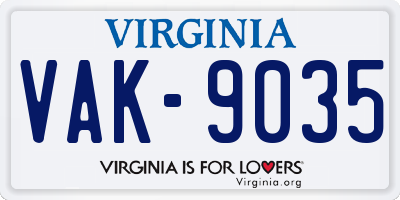 VA license plate VAK9035