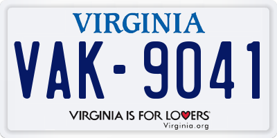 VA license plate VAK9041