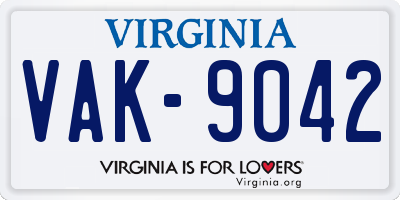 VA license plate VAK9042