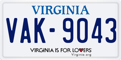 VA license plate VAK9043