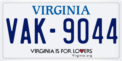 VA license plate VAK9044