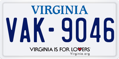 VA license plate VAK9046