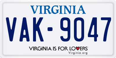 VA license plate VAK9047