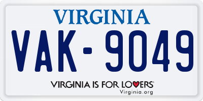 VA license plate VAK9049