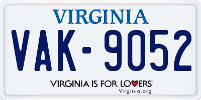 VA license plate VAK9052