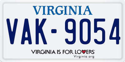 VA license plate VAK9054