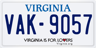 VA license plate VAK9057