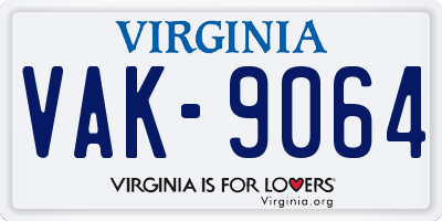 VA license plate VAK9064