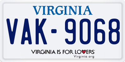 VA license plate VAK9068