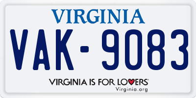 VA license plate VAK9083