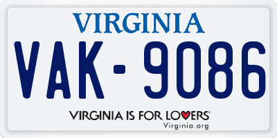 VA license plate VAK9086