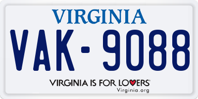 VA license plate VAK9088