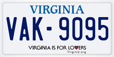 VA license plate VAK9095