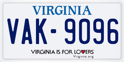 VA license plate VAK9096