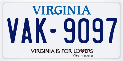 VA license plate VAK9097