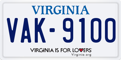 VA license plate VAK9100