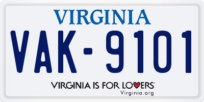 VA license plate VAK9101