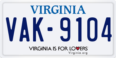 VA license plate VAK9104