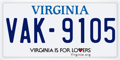 VA license plate VAK9105