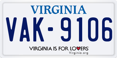 VA license plate VAK9106