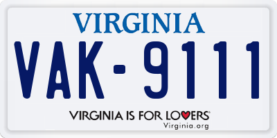VA license plate VAK9111