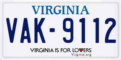 VA license plate VAK9112