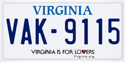 VA license plate VAK9115