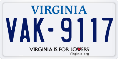VA license plate VAK9117
