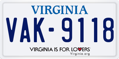 VA license plate VAK9118