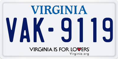VA license plate VAK9119