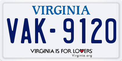 VA license plate VAK9120