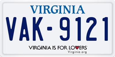VA license plate VAK9121