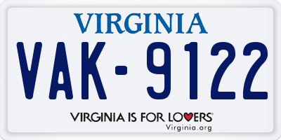 VA license plate VAK9122
