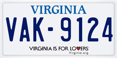 VA license plate VAK9124
