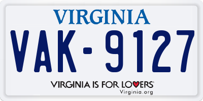 VA license plate VAK9127
