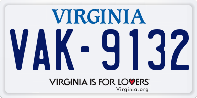 VA license plate VAK9132