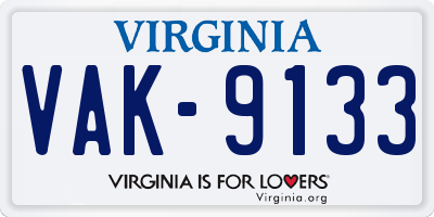 VA license plate VAK9133