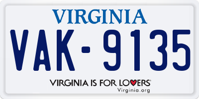 VA license plate VAK9135