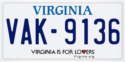 VA license plate VAK9136