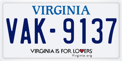 VA license plate VAK9137