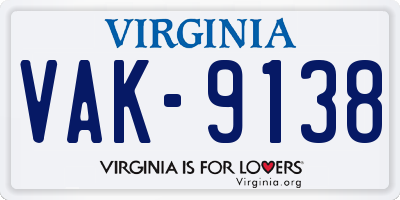 VA license plate VAK9138