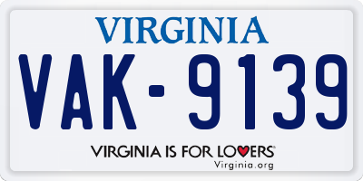 VA license plate VAK9139