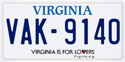 VA license plate VAK9140
