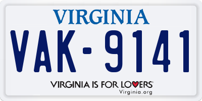 VA license plate VAK9141