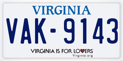 VA license plate VAK9143