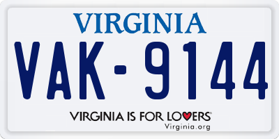 VA license plate VAK9144