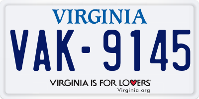 VA license plate VAK9145