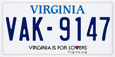 VA license plate VAK9147